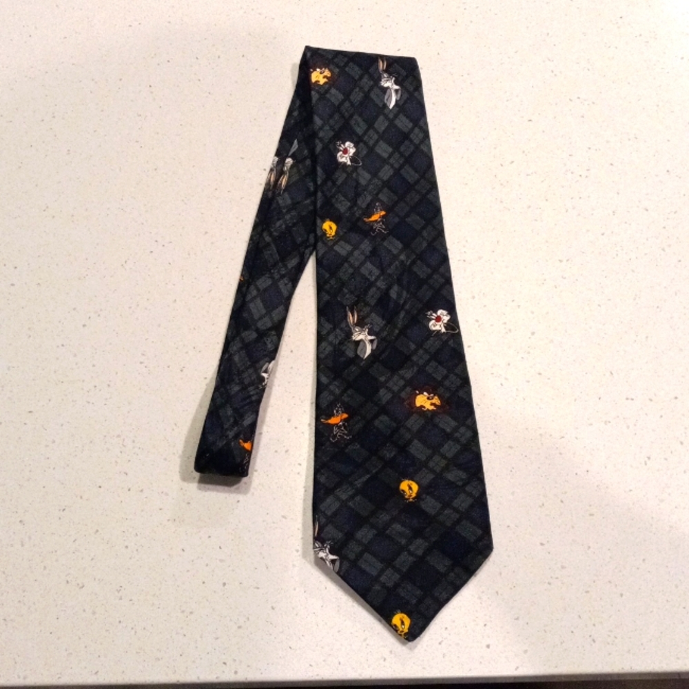Looney Tunes Plaid Characters Neck Tie